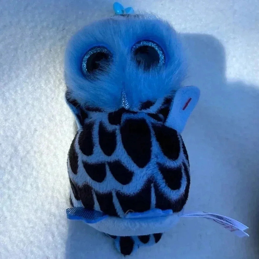 TY Beanie Boos YAGO the Owl Glitter Eyes Plastic Key Clip Boo  Toy 3"